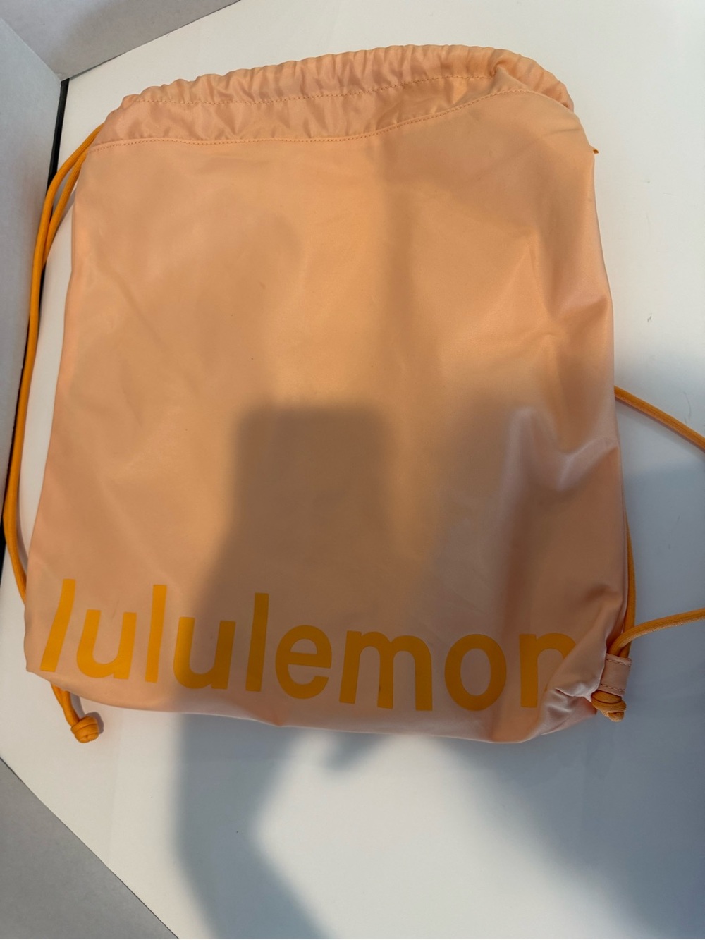LULULEMON DRAWSTRING TOTE BAG Lightweight Gym Sack Peach Orange
